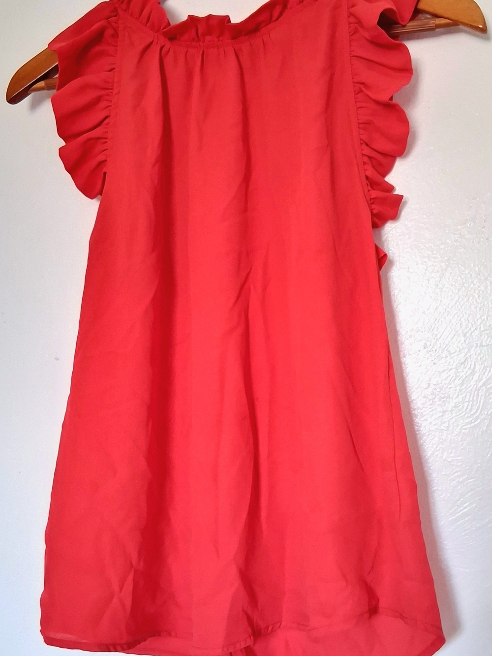 Bright Coral Ruffle Sleeve Top